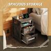 imageWLIVE Night Stand with Charger Station End Tables Bedroom Living Room Bed Side Table with 2 Wooden Storage Drawers Farmhouse Nightstand with USB Ports and Outlets Dark Rustic OakDark Rustic Oak