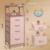imageWLIVE Night Stand with Charger Station White Nightstand with LED Light and 4 Storage Drawers Tall Dresser for Bedroom 3748quot H Bedside Table with Fabric Bins Wood ShelfPink