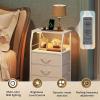 imageWLIVE Night Stand with Charger Station White Nightstand with LED Light and 4 Storage Drawers Tall Dresser for Bedroom 3748quot H Bedside Table with Fabric Bins Wood ShelfWhite