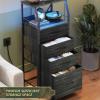 imageWLIVE Night Stand with Charger Station White Nightstand with LED Light and 4 Storage Drawers Tall Dresser for Bedroom 3748quot H Bedside Table with Fabric Bins Wood ShelfCharcoal Black Wood Grain Print