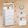 imageWLIVE Night Stand with Charger Station White Nightstand with LED Light and 4 Storage Drawers Tall Dresser for Bedroom 3748quot H Bedside Table with Fabric Bins Wood ShelfWhite