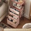 imageWLIVE Night Stand with Charger Station White Nightstand with LED Light and 4 Storage Drawers Tall Dresser for Bedroom 3748quot H Bedside Table with Fabric Bins Wood ShelfPink