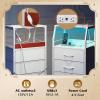 imageWLIVE Night Stand with Charger Station White Nightstand with LED Light and 4 Storage Drawers Tall Dresser for Bedroom 3748quot H Bedside Table with Fabric Bins Wood ShelfWhite