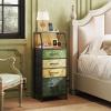 imageWLIVE Night Stand with Charger Station White Nightstand with LED Light and 4 Storage Drawers Tall Dresser for Bedroom 3748quot H Bedside Table with Fabric Bins Wood ShelfFloral Painted