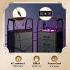 imageWLIVE Night Stand with Charger Station White Nightstand with LED Light and 4 Storage Drawers Tall Dresser for Bedroom 3748quot H Bedside Table with Fabric Bins Wood ShelfDark Grey