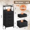 imageWLIVE Night Stand with Charger Station White Nightstand with LED Light and 4 Storage Drawers Tall Dresser for Bedroom 3748quot H Bedside Table with Fabric Bins Wood ShelfBlack
