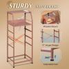 imageWLIVE Night Stand with Charger Station White Nightstand with LED Light and 4 Storage Drawers Tall Dresser for Bedroom 3748quot H Bedside Table with Fabric Bins Wood ShelfPink