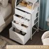 imageWLIVE Night Stand with Charger Station White Nightstand with LED Light and 4 Storage Drawers Tall Dresser for Bedroom 3748quot H Bedside Table with Fabric Bins Wood ShelfWhite