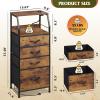 imageWLIVE Night Stand with Charger Station White Nightstand with LED Light and 4 Storage Drawers Tall Dresser for Bedroom 3748quot H Bedside Table with Fabric Bins Wood ShelfRustic Brown Wood Grain Print