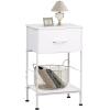 imageWLIVE Nightstand Bedside Side Table for Bedroom Dorm with Steel Frame Night Stand End Table with Fabric Storage Drawer Easy Assembly Rustic Brown Wood Grain Print 1173D 1567W 2503quot HWhite