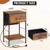 imageWLIVE Nightstand Bedside Side Table for Bedroom Dorm with Steel Frame Night Stand End Table with Fabric Storage Drawer Easy Assembly Rustic Brown Wood Grain Print 1173D 1567W 2503quot HRustic Brown Wood Grain Print