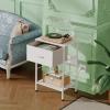 imageWLIVE Nightstand Bedside Side Table for Bedroom Dorm with Steel Frame Night Stand End Table with Fabric Storage Drawer Easy Assembly Rustic Brown Wood Grain Print 1173D 1567W 2503quot HWhite