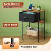 imageWLIVE Nightstand Bedside Side Table for Bedroom Dorm with Steel Frame Night Stand End Table with Fabric Storage Drawer Easy Assembly Rustic Brown Wood Grain Print 1173D 1567W 2503quot HBlack and Rustic Brown
