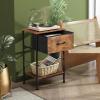 imageWLIVE Nightstand Bedside Side Table for Bedroom Dorm with Steel Frame Night Stand End Table with Fabric Storage Drawer Easy Assembly Rustic Brown Wood Grain Print 1173D 1567W 2503quot HRustic Brown Wood Grain Print
