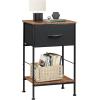 imageWLIVE Nightstand Bedside Side Table for Bedroom Dorm with Steel Frame Night Stand End Table with Fabric Storage Drawer Easy Assembly Rustic Brown Wood Grain Print 1173D 1567W 2503quot HBlack and Rustic Brown