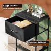 imageWLIVE Nightstand Bedside Side Table for Bedroom Dorm with Steel Frame Night Stand End Table with Fabric Storage Drawer Easy Assembly Rustic Brown Wood Grain Print 1173D 1567W 2503quot HBlack