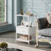 imageWLIVE Nightstand Bedside Side Table for Bedroom Dorm with Steel Frame Night Stand End Table with Fabric Storage Drawer Easy Assembly Rustic Brown Wood Grain Print 1173D 1567W 2503quot HWhite