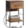 imageWLIVE Nightstand Bedside Side Table for Bedroom Dorm with Steel Frame Night Stand End Table with Fabric Storage Drawer Easy Assembly Rustic Brown Wood Grain Print 1173D 1567W 2503quot HRustic Brown Wood Grain Print