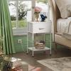 imageWLIVE Nightstand Bedside Side Table for Bedroom Dorm with Steel Frame Night Stand End Table with Fabric Storage Drawer Easy Assembly Rustic Brown Wood Grain Print 1173D 1567W 2503quot HWhite