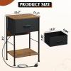 imageWLIVE Nightstand Bedside Side Table for Bedroom Dorm with Steel Frame Night Stand End Table with Fabric Storage Drawer Easy Assembly Rustic Brown Wood Grain Print 1173D 1567W 2503quot HBlack and Rustic Brown