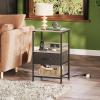 imageWLIVE Nightstand Bedside Side Table for Bedroom Dorm with Steel Frame Night Stand End Table with Fabric Storage Drawer Easy Assembly Rustic Brown Wood Grain Print 1173D 1567W 2503quot HGreige