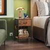 imageWLIVE Nightstand Bedside Side Table for Bedroom Dorm with Steel Frame Night Stand End Table with Fabric Storage Drawer Easy Assembly Rustic Brown Wood Grain Print 1173D 1567W 2503quot HRustic Brown Wood Grain Print
