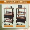 imageWLIVE Nightstand Bedside Side Table for Bedroom Dorm with Steel Frame Night Stand End Table with Fabric Storage Drawer Easy Assembly Rustic Brown Wood Grain Print 1173D 1567W 2503quot HBlack and Rustic Brown