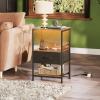 imageWLIVE Nightstand Bedside Side Table for Bedroom Dorm with Steel Frame Night Stand End Table with Fabric Storage Drawer Easy Assembly Rustic Brown Wood Grain Print 1173D 1567W 2503quot HBlack and Rustic Brown
