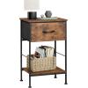 imageWLIVE Nightstand Bedside Side Table for Bedroom Dorm with Steel Frame Night Stand End Table with Fabric Storage Drawer Easy Assembly Rustic Brown Wood Grain Print 1173D 1567W 2503quot HRustic Brown Wood Grain Print