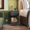imageWLIVE Nightstand Bedside Side Table for Bedroom Dorm with Steel Frame Night Stand End Table with Fabric Storage Drawer Easy Assembly Rustic Brown Wood Grain Print 1173D 1567W 2503quot HBlack