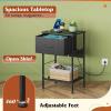 imageWLIVE Nightstand Bedside Side Table for Bedroom Dorm with Steel Frame Night Stand End Table with Fabric Storage Drawer Easy Assembly Rustic Brown Wood Grain Print 1173D 1567W 2503quot HBlack