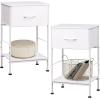 imageWLIVE Nightstand Bedside Side Table for Bedroom Dorm with Steel Frame Night Stand End Table with Fabric Storage Drawer Easy Assembly Rustic Brown Wood Grain Print 1173D 1567W 2503quot HWhite