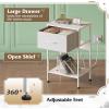 imageWLIVE Nightstand Bedside Side Table for Bedroom Dorm with Steel Frame Night Stand End Table with Fabric Storage Drawer Easy Assembly Rustic Brown Wood Grain Print 1173D 1567W 2503quot HWhite