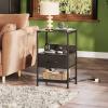 imageWLIVE Nightstand Bedside Side Table for Bedroom Dorm with Steel Frame Night Stand End Table with Fabric Storage Drawer Easy Assembly Rustic Brown Wood Grain Print 1173D 1567W 2503quot HBlack