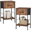 imageWLIVE Nightstand Bedside Side Table for Bedroom Dorm with Steel Frame Night Stand End Table with Fabric Storage Drawer Easy Assembly Rustic Brown Wood Grain Print 1173D 1567W 2503quot HRustic Brown Wood Grain Print
