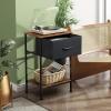 imageWLIVE Nightstand Bedside Side Table for Bedroom Dorm with Steel Frame Night Stand End Table with Fabric Storage Drawer Easy Assembly Rustic Brown Wood Grain Print 1173D 1567W 2503quot HBlack and Rustic Brown