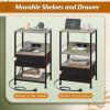 imageWLIVE Nightstand Bedside Side Table for Bedroom Dorm with Steel Frame Night Stand End Table with Fabric Storage Drawer Easy Assembly Rustic Brown Wood Grain Print 1173D 1567W 2503quot HGreige