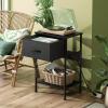imageWLIVE Nightstand Bedside Side Table for Bedroom Dorm with Steel Frame Night Stand End Table with Fabric Storage Drawer Easy Assembly Rustic Brown Wood Grain Print 1173D 1567W 2503quot HBlack