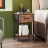 imageWLIVE Nightstand Bedside Side Table for Bedroom Dorm with Steel Frame Night Stand End Table with Fabric Storage Drawer Easy Assembly Rustic Brown Wood Grain Print 1173D 1567W 2503quot HRustic Brown Wood Grain Print