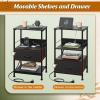 imageWLIVE Nightstand Bedside Side Table for Bedroom Dorm with Steel Frame Night Stand End Table with Fabric Storage Drawer Easy Assembly Rustic Brown Wood Grain Print 1173D 1567W 2503quot HBlack