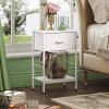 imageWLIVE Nightstand Bedside Side Table for Bedroom Dorm with Steel Frame Night Stand End Table with Fabric Storage Drawer Easy Assembly Rustic Brown Wood Grain Print 1173D 1567W 2503quot HWhite