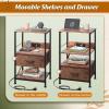 imageWLIVE Nightstand Bedside Side Table for Bedroom Dorm with Steel Frame Night Stand End Table with Fabric Storage Drawer Easy Assembly Rustic Brown Wood Grain Print 1173D 1567W 2503quot HRustic Brown Wood Grain Print