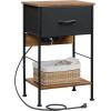 imageWLIVE Nightstand Bedside Side Table for Bedroom Dorm with Steel Frame Night Stand End Table with Fabric Storage Drawer Easy Assembly Rustic Brown Wood Grain Print 1173D 1567W 2503quot HBlack and Rustic Brown