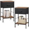 imageWLIVE Nightstand Bedside Side Table for Bedroom Dorm with Steel Frame Night Stand End Table with Fabric Storage Drawer Easy Assembly Rustic Brown Wood Grain Print 1173D 1567W 2503quot HBlack and Rustic Brown