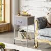 imageWLIVE Nightstand End Table with Fabric Storage Drawer and Open Wood Shelf Bedside Furniture with Steel Frame Side Table for Bedroom Dorm Easy Assembly Light Grey 25quot Height ASNG086LGR