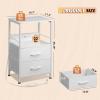 imageWLIVE Nightstand with Charging Station LED Night Stand with 2 Fabric Drawers and Open Shelf Small Dresser for Small Spaces Side End Tables for Bedroom Rustic Brown and BlackWhite