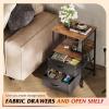 imageWLIVE Nightstand with Charging Station LED Night Stand with 2 Fabric Drawers and Open Shelf Small Dresser for Small Spaces Side End Tables for Bedroom Rustic Brown and BlackBlack and Rustic Brown