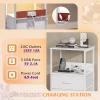 imageWLIVE Nightstand with Charging Station LED Night Stand with 2 Fabric Drawers and Open Shelf Small Dresser for Small Spaces Side End Tables for Bedroom Rustic Brown and BlackWhite