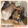 imageWLIVE Nightstand with Charging Station LED Night Stand with 2 Fabric Drawers and Open Shelf Small Dresser for Small Spaces Side End Tables for Bedroom Rustic Brown and BlackRustic Brown Wood Grain Prin