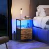imageWLIVE Nightstand with Charging Station LED Night Stand with 2 Fabric Drawers and Open Shelf Small Dresser for Small Spaces Side End Tables for Bedroom Rustic Brown and BlackRustic Brown Wood Grain Prin